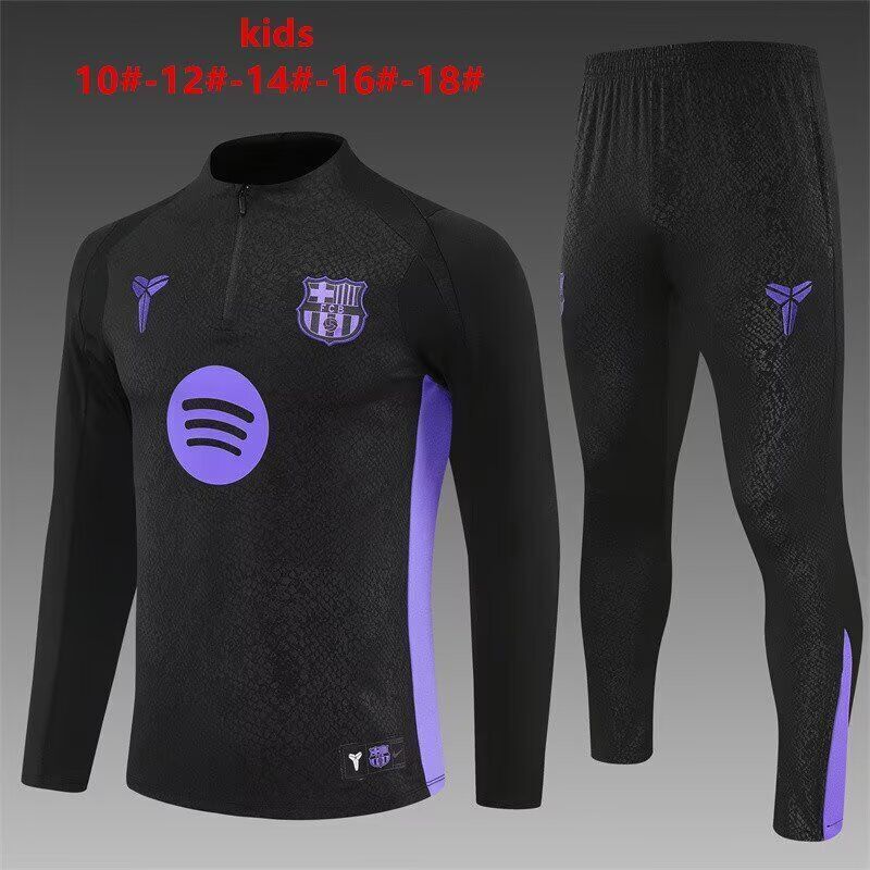 Kids Barcelona 25/26 Tracksuit - Purple/Black